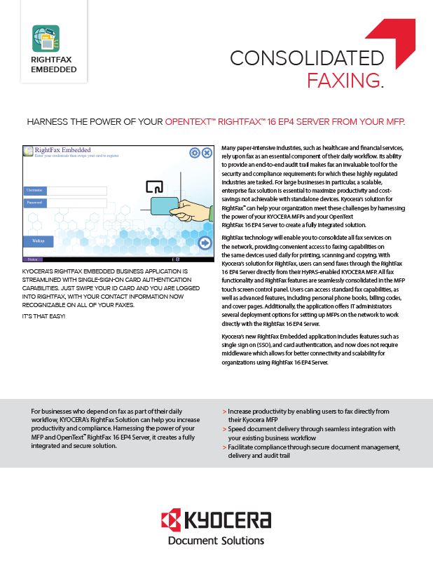 Kyocera, Software, Document Management Kyocera, Rightfax Embedded, Ropho